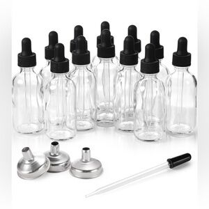 10pc Wholesale Dropper Bottle with droppers and 3 funnels, 1 spare dropper. 2 oz